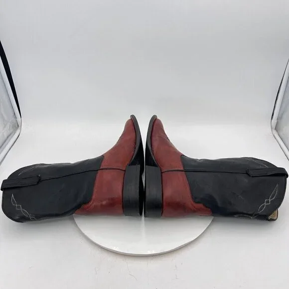 Dennard's Western Wear Men Size 9 Brown Black Color Block Leather Western Boot - Picture 8 of 16